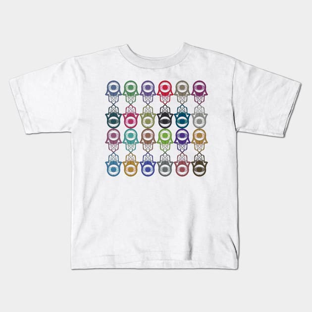 Colorful Pattern of Hamsa for Protection and Good Luck Kids T-Shirt by ibadishi